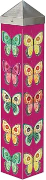 Studio M Art Pole Outdoor Decorative Accessory for Landscaping, Gardens, and Yards, 20 Inches Tall Weather Resistant PVC with Vinyl Wrap, Bohemian Flutters