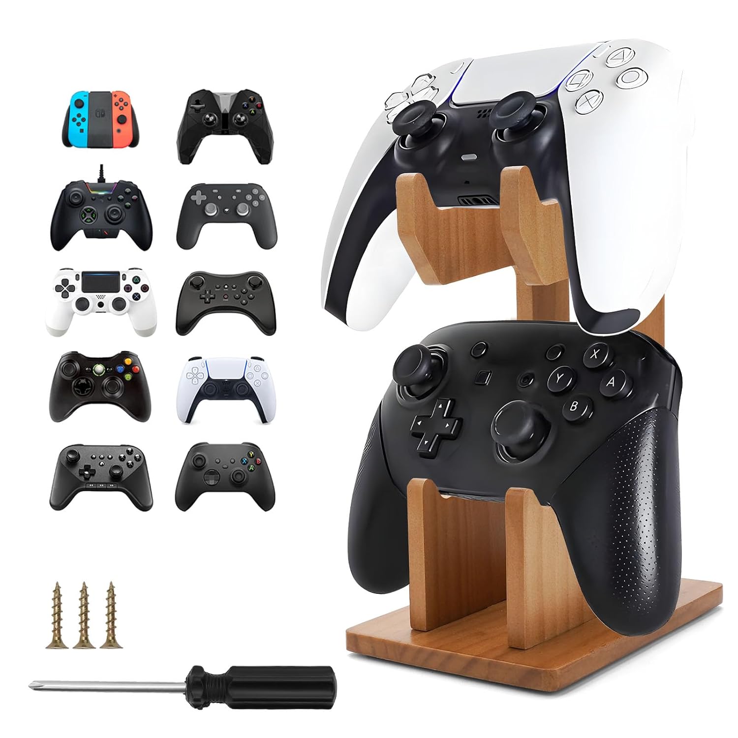 YIBEICO 2-Tier Universal Controller Holder for Xbox Series X, Xbox, Ps5, Ps4,360,Switch,Nintendo,Steam Controller,Gaming Headset,Walnut Controller Display Stand (Walnut 2-tier) YIBEICO 2-Tier Universal Controller Holder for Xbox Series X, Xbox, Ps5, Ps4,360,Switch,Nintendo,Steam Controller,Gaming Headset,Walnut Controller Display Stand (Walnut 2-tier)