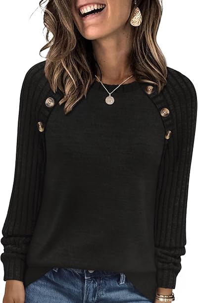 SAMPEEL Long Sleeve Shirts Womens Lightweight Sweaters Fall Sweatshirts