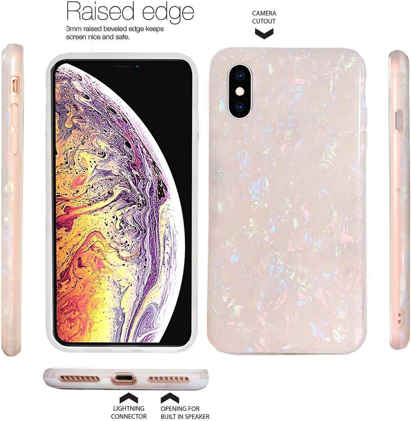 J.west iPhone X Case, Opal iPhone X Case Luxury Sparkle Bling Crystal Clear Soft TPU Silicone Back Cover for Girls Women for Apple 5.8" iPhone Xs (Colorful)