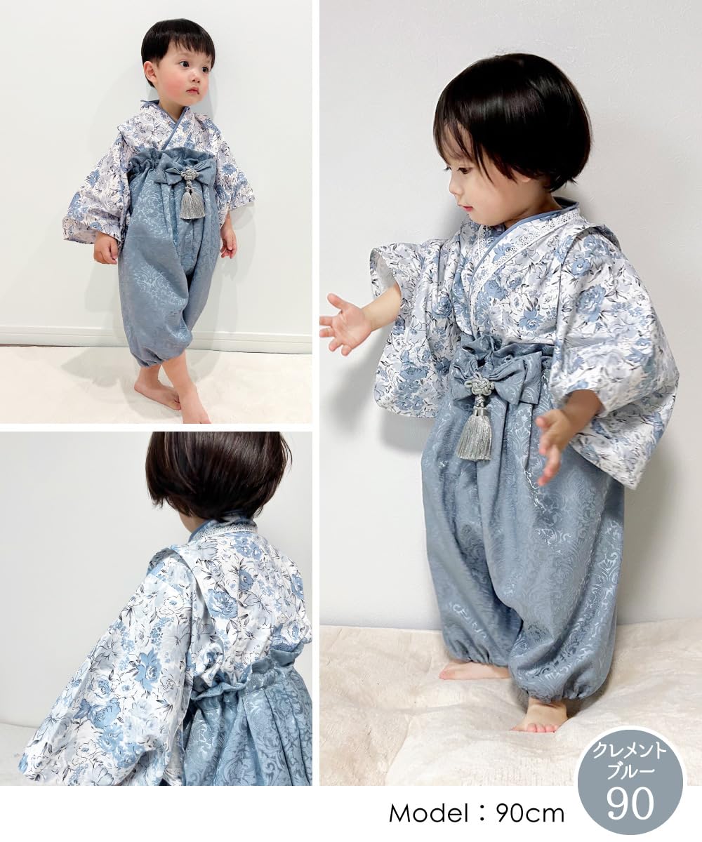 [regalo] ベビー 袴 2ピース60～100cm 女の子 男の子 セパレート ひな祭り 和装 フォーマル 赤ちゃん お宮参り 百日祝 初節句 花恋 - 2