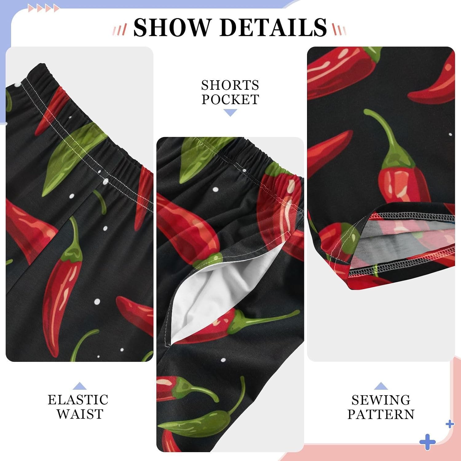 Peppers Spicy Super Soft Pajama Lounge Pants Sleepwear Long Pajama Bottoms with Elastic Waist Pockets for Christmas
