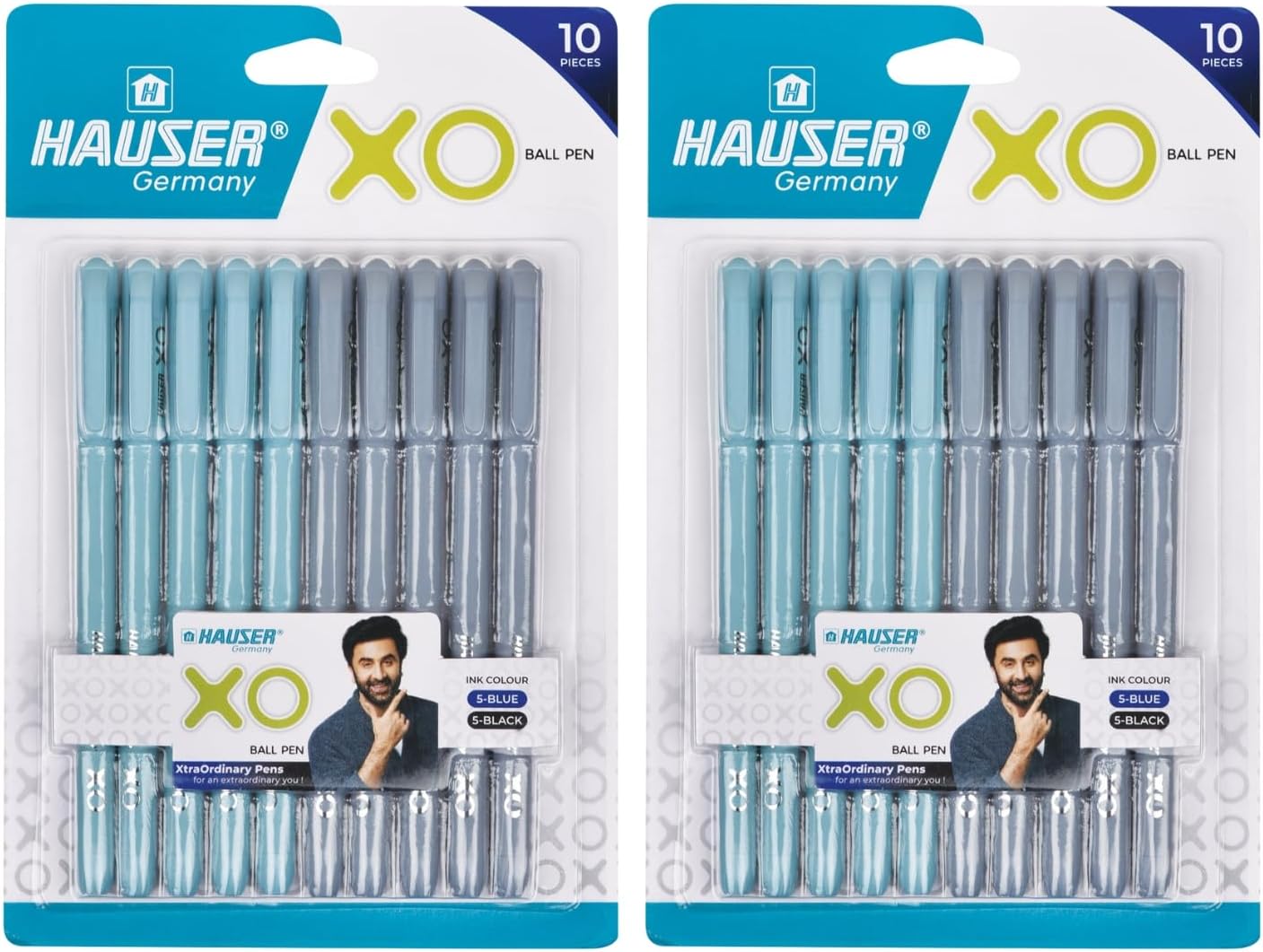 XO Ball Pen Combo Pack | Solid Body Type With Ultra Durable Tip | 10 Pcs Blue Ink & 10 Pcs Black Ink