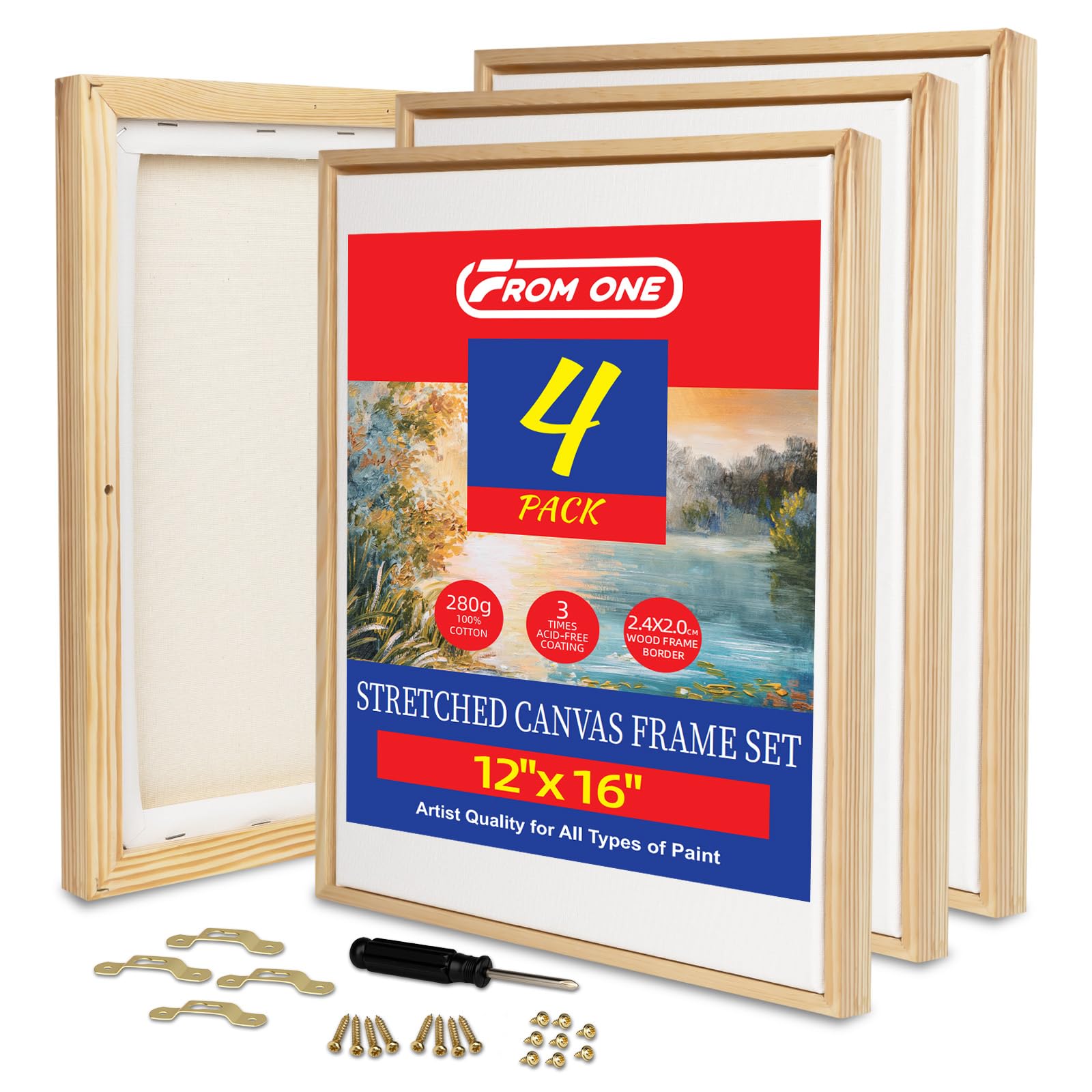 4er Set Leinwand 30x40cm Floater-Rahmen 100% Baumwolle für Wohnzimmer | With Floater-Rahmen,FSC-zertifiziertes Kiefernholz, dreifach grundiert, inkl. Montagematerial für Flur & Büro