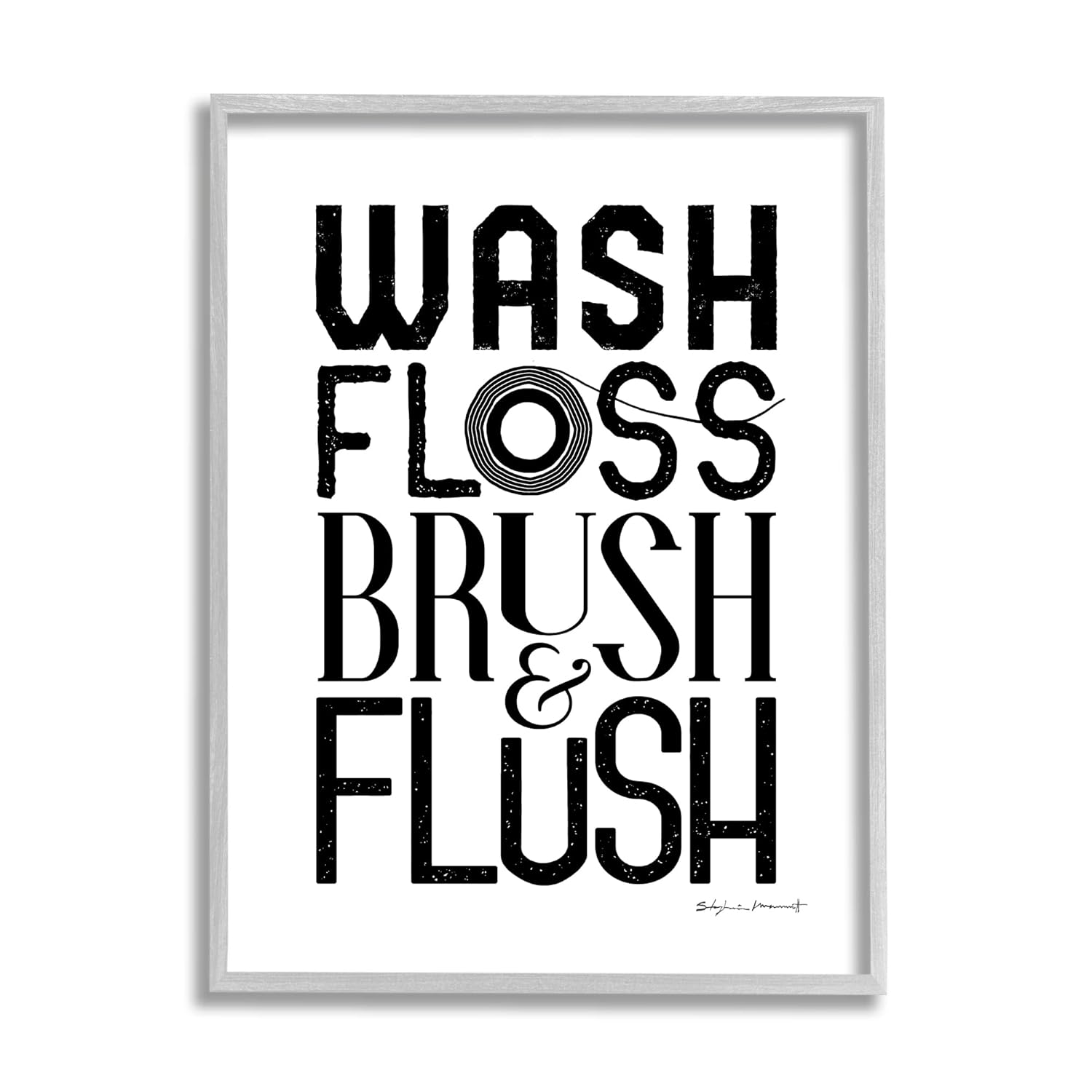 Stupell Industries Bathroom Terms Wash Floss Brush Flush Minimal Text
