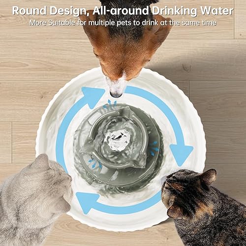 Miniatura 6 de Fuente de agua de cerámica para gatos, fuente de agua de cerámica para mascotas de 2.1L70 onzas, fuente automática para beber para gatos, cuenco de