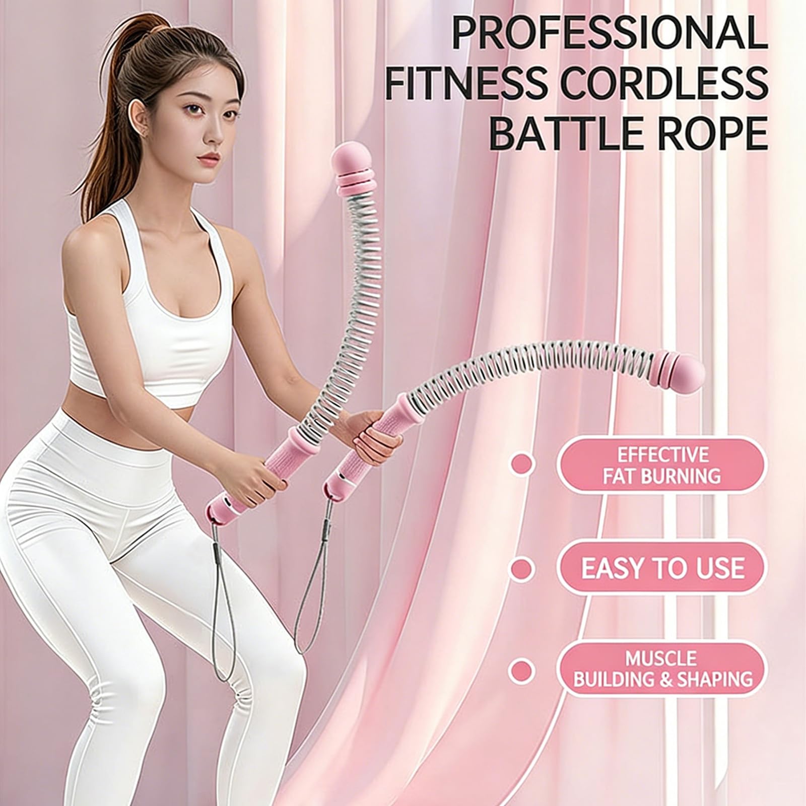 2 cuerdas de entrenamiento portátiles, duraderas, fuerza del brazo, ergonómicas, agarre de fitness, cuerdas de batalla sin cuerda, para el hogar, fitness, rebotes, antideslizantes, batallas