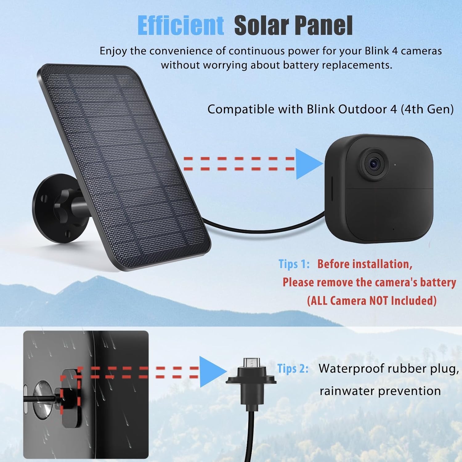 Solar Panel Keeps Blink Outdoor 4 Cameras Powered