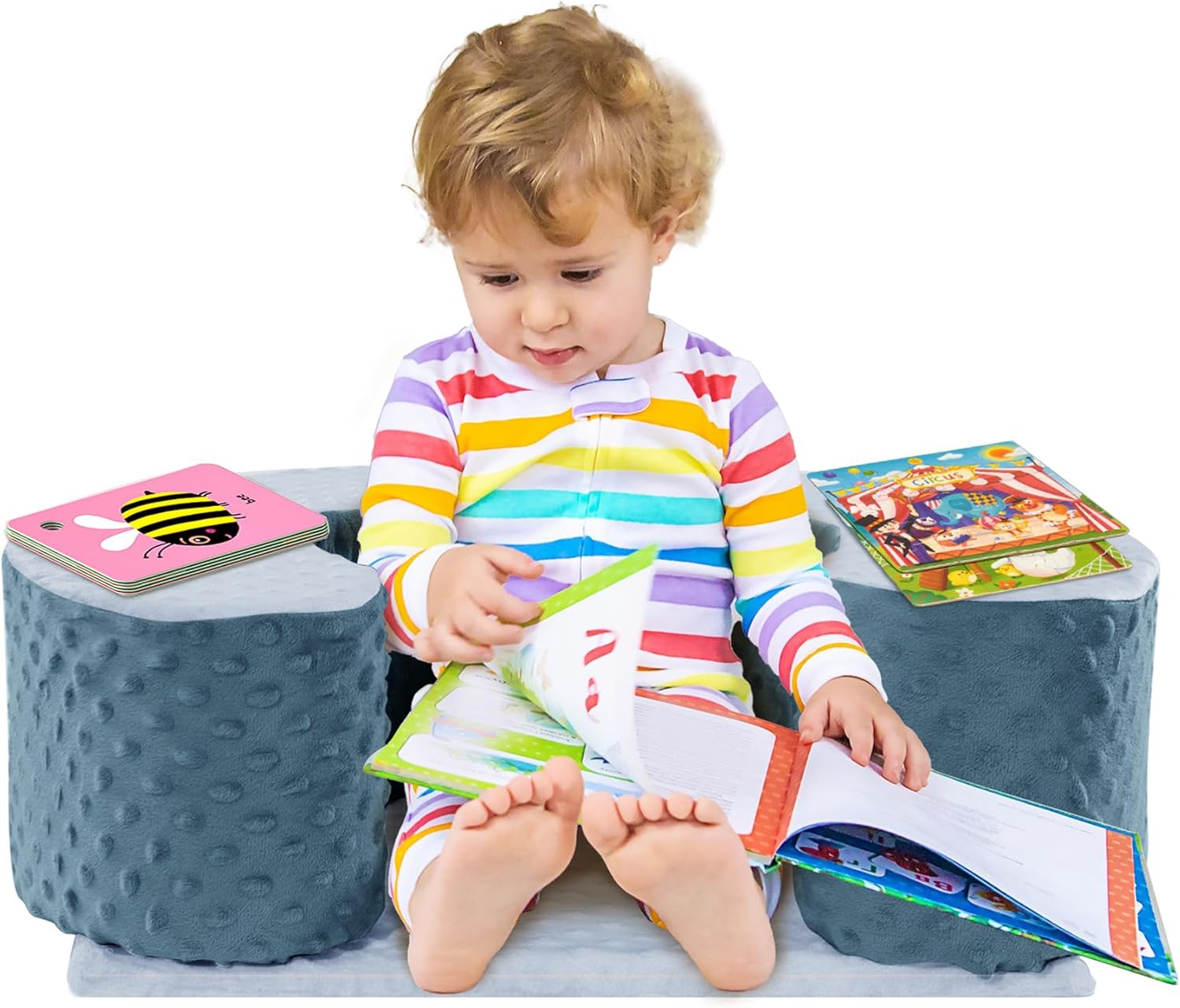 MABOZOO Sit Up Pillow for Baby, Foam Baby Floor Seat Support Seat Sitting Pillow for Sit Balance, Soft Infant Sitting Support Ring for Babies, Infants and Toddlers (Blue)