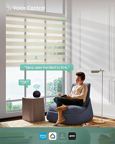 Miniatura 52 de Persianas de cebra motorizadas Yoolax compatibles con Alexa, persianas motorizadas con control remoto, persianas eléctricas inteligentes automáticas