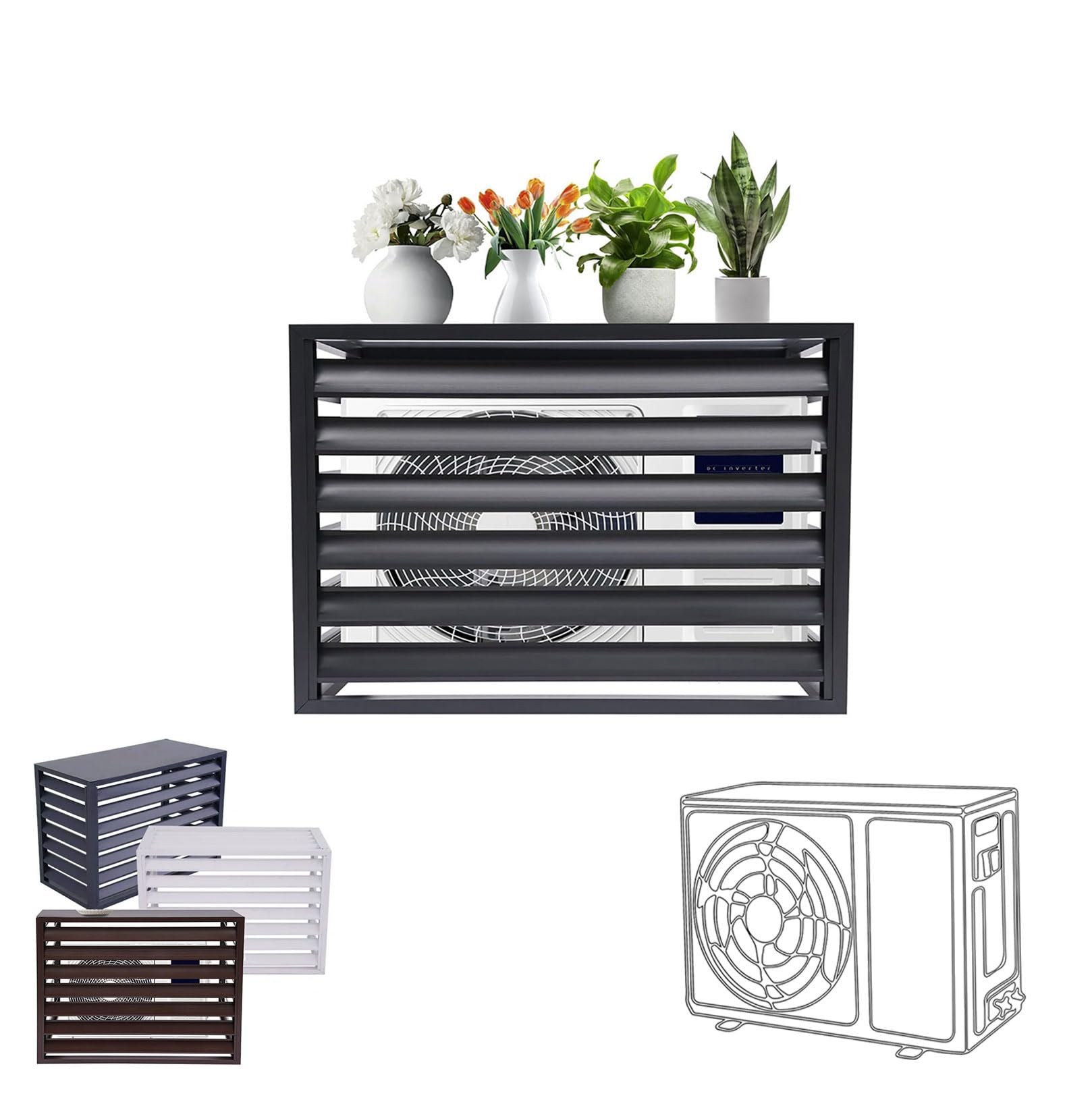 Gguwug 39x20x27 in Air Conditioner Fence Composter Bin Privacy Screens Fence Panels for OutsideοΌOutdoor Trash Can Pool Equipment Enclosure Panels with a 45Β° inclined grille For AC And Heat Pumps