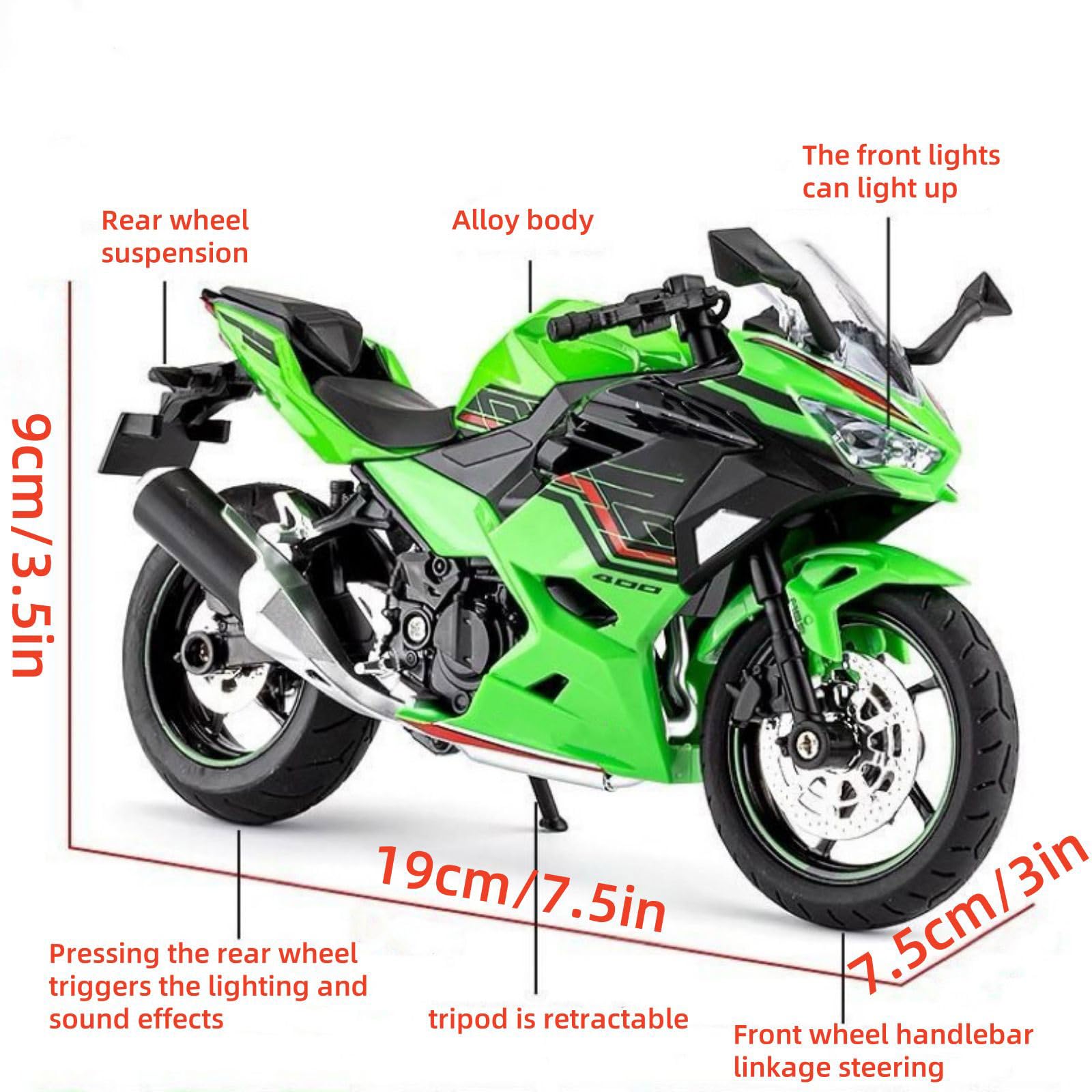 Amazon.co.jp: 1/12スケール カワサキ用Ninja 400バイクモデル 合金