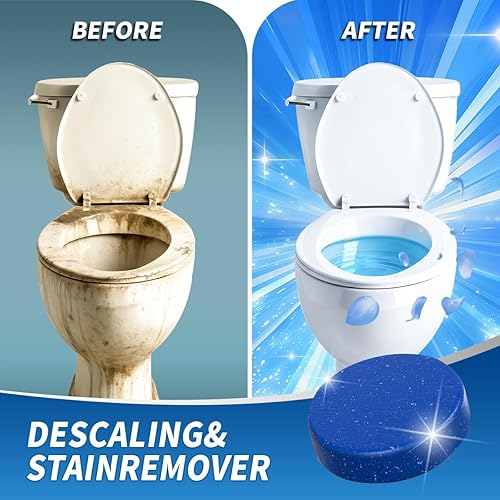 Miniatura 3 de Maebho Tabletas limpiadoras automáticas de inodoro, limpiador de gel azul en tanque, elimina anillos y manchas de agua dura, seguro para sépticos,