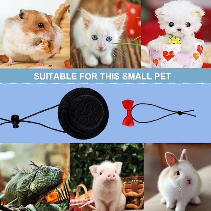 Sombrero y Corbatin Pequeño para Mascotas Negro y Rojo Talla Pequeña miniatura 5
