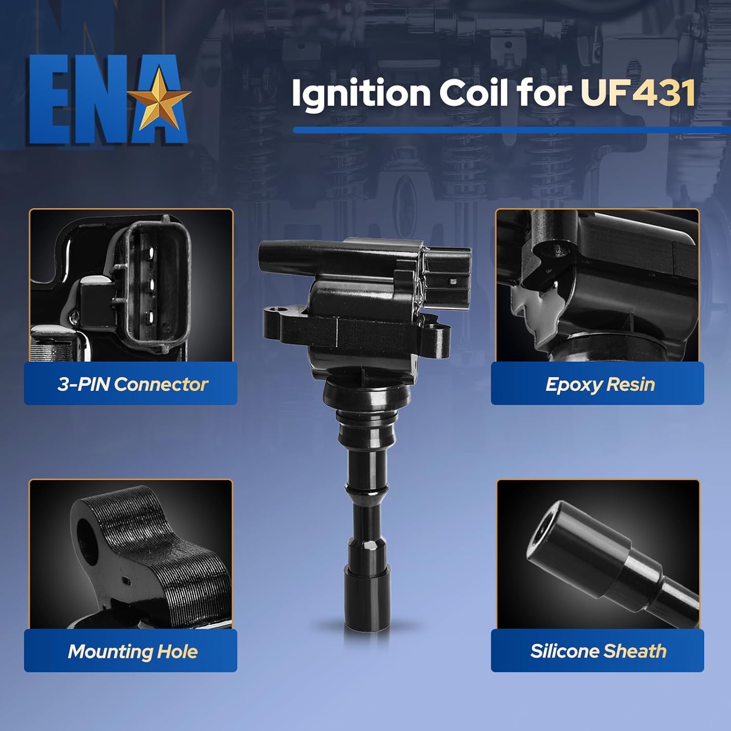 ENA Set of 3 Ignition Coil Pack and Wire Set 3.5 Compatible with Kia Sorento 2003 2004 2005 2006 3.5L V6 Replacement for UF431 2730039800 5C1435 C1445 S639297