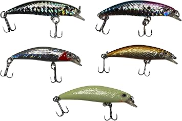 KOKOPROS TRIBASS-Minnow Bass Lure Multicolor 5 Pack with a case.