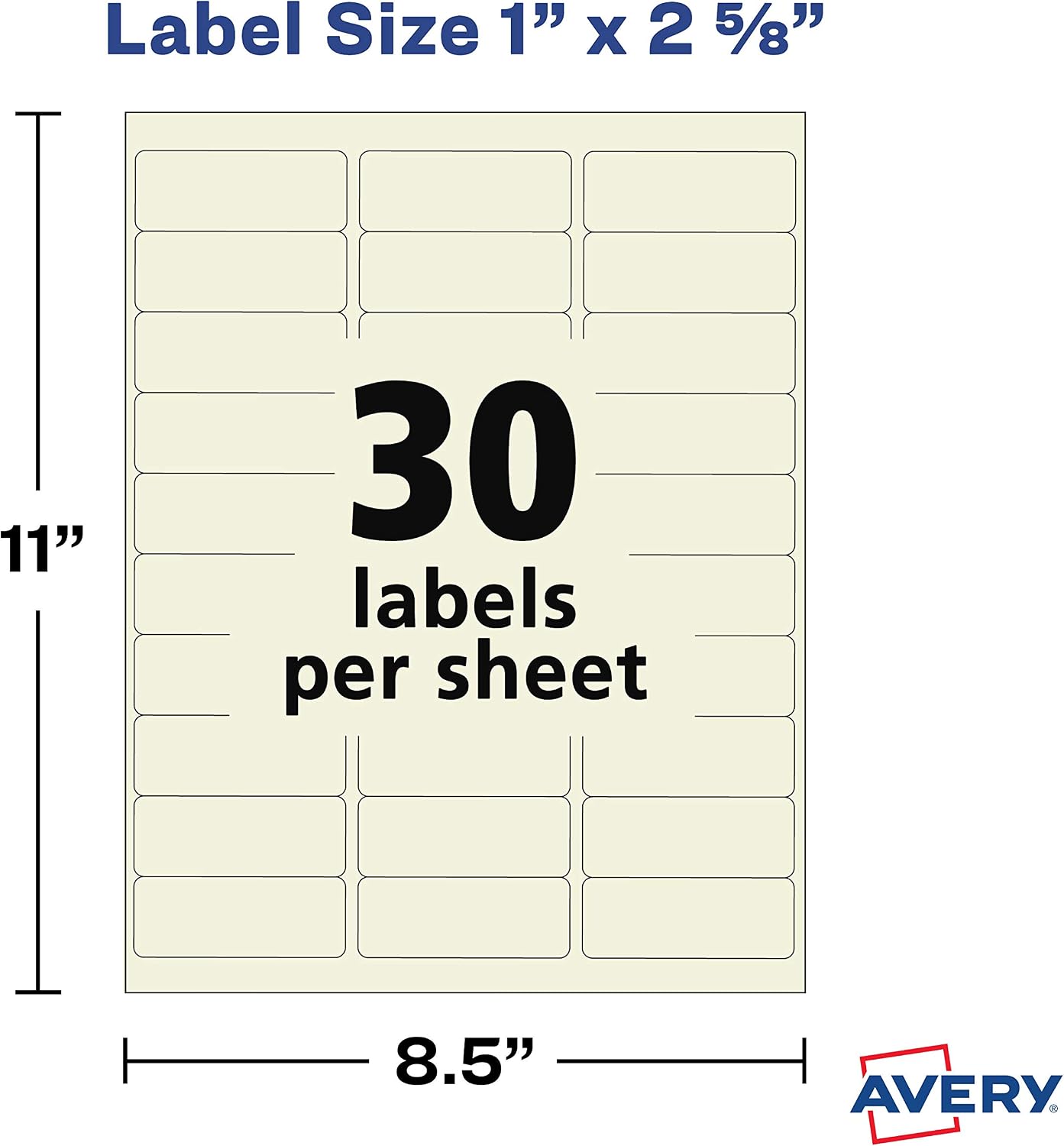 Avery Printable Blank Address Labels, 1" x 2-5/8", Pearlized Ivory, 240 Customizable Labels (22837)