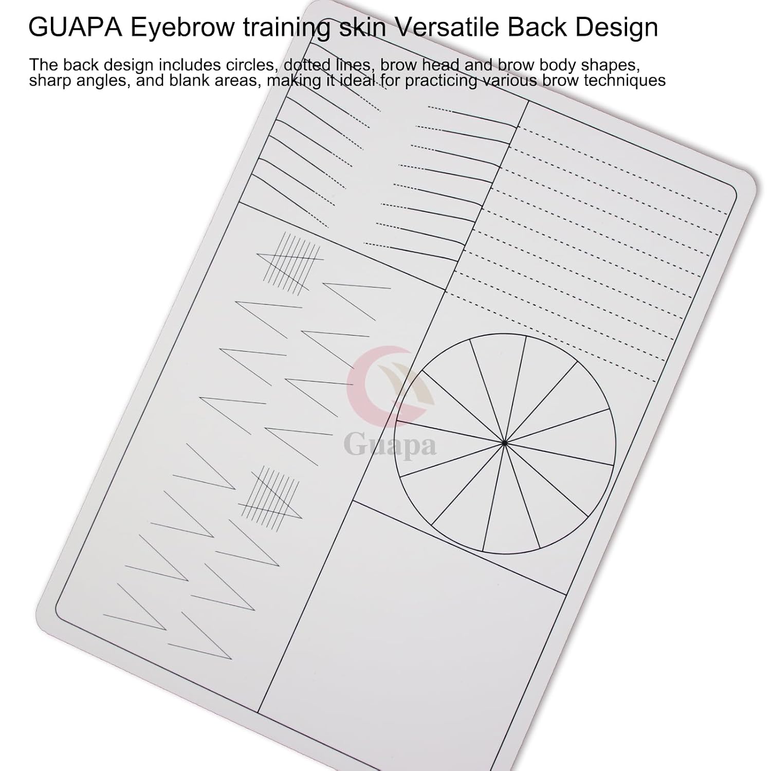 3pcs Silicone White Permanent Makeup Practice Skin with Black Outlines Double Sided Pre-printed Nano Brow Practice Skin Microblading Latex (White Skin-Black Printing)