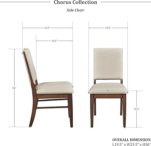 Miniatura 5 de Lexicon Sillas de cocina y comedor, Juego de 2 sillas de comedor, Sillas de comedor tapizadas de tela, Sillas de comedor sin brazos de madera de