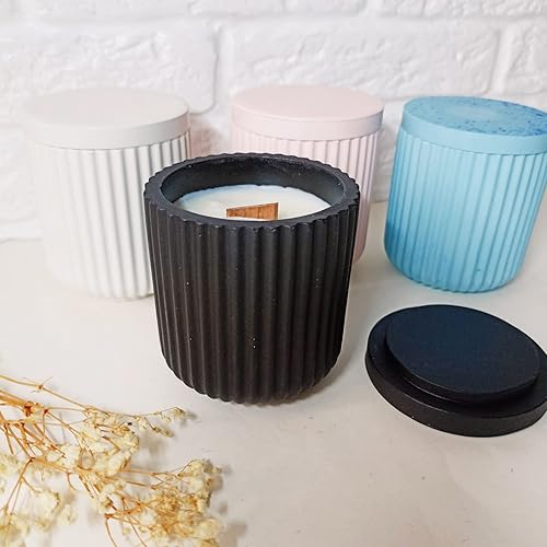 Miniatura 3 de Caja de Almacenamiento con Tapas, Juego de Moldes de Silicona para Frascos de Velas, Moldes de Recipientes Creativos, Moldes Redondos de Hormigón