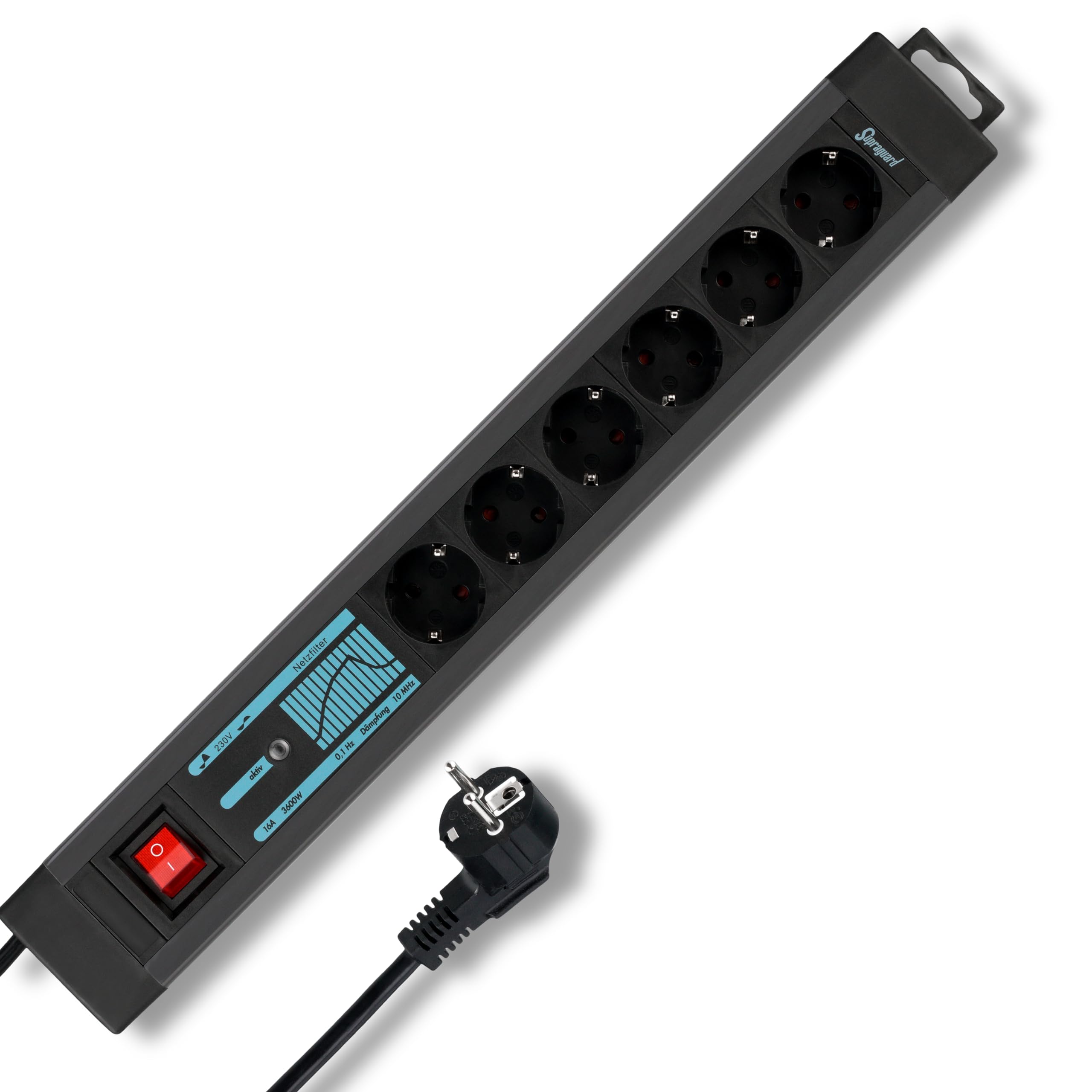 REV Rallonge multiprise 6X, 3m Supraguard AV. Filtre réseau