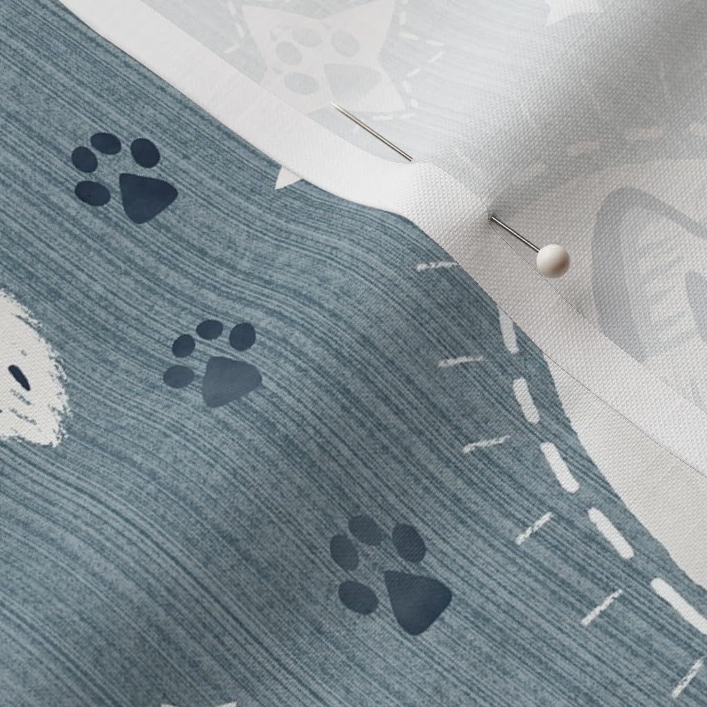 Spoonflower Fabric - Wolf Moon Stars Woodland Animal Wild Gray Tree Printed on Petal Signature Cotton Fabric Fat Quarter - Sewing Quilting Apparel Crafts Decor