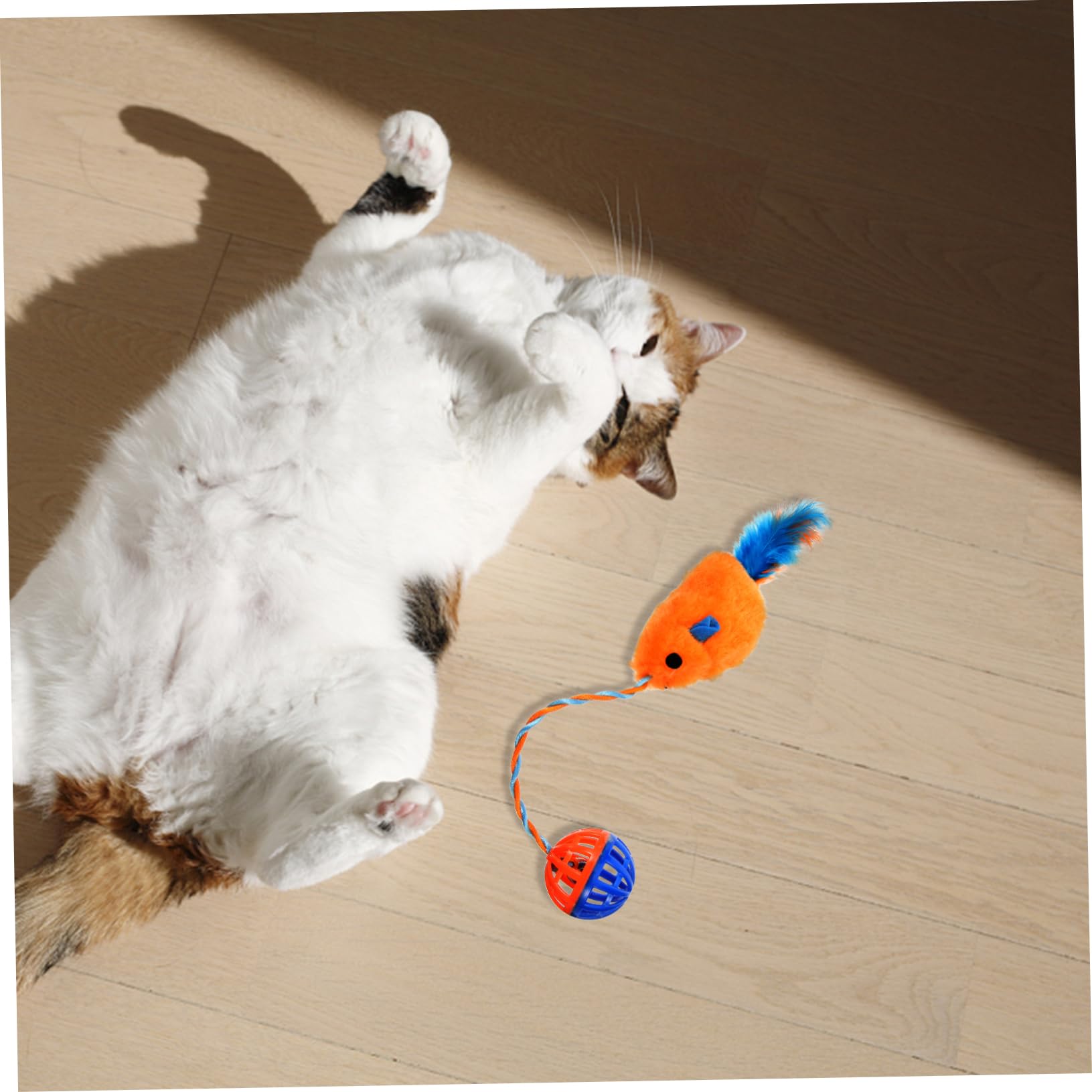 Toyvian Jouet pour Chat Intérieur avec Souris en Peluche et Clochette en Plastique, Jouet Interactif pour Chaton, Exercice et Amusement Garantis
