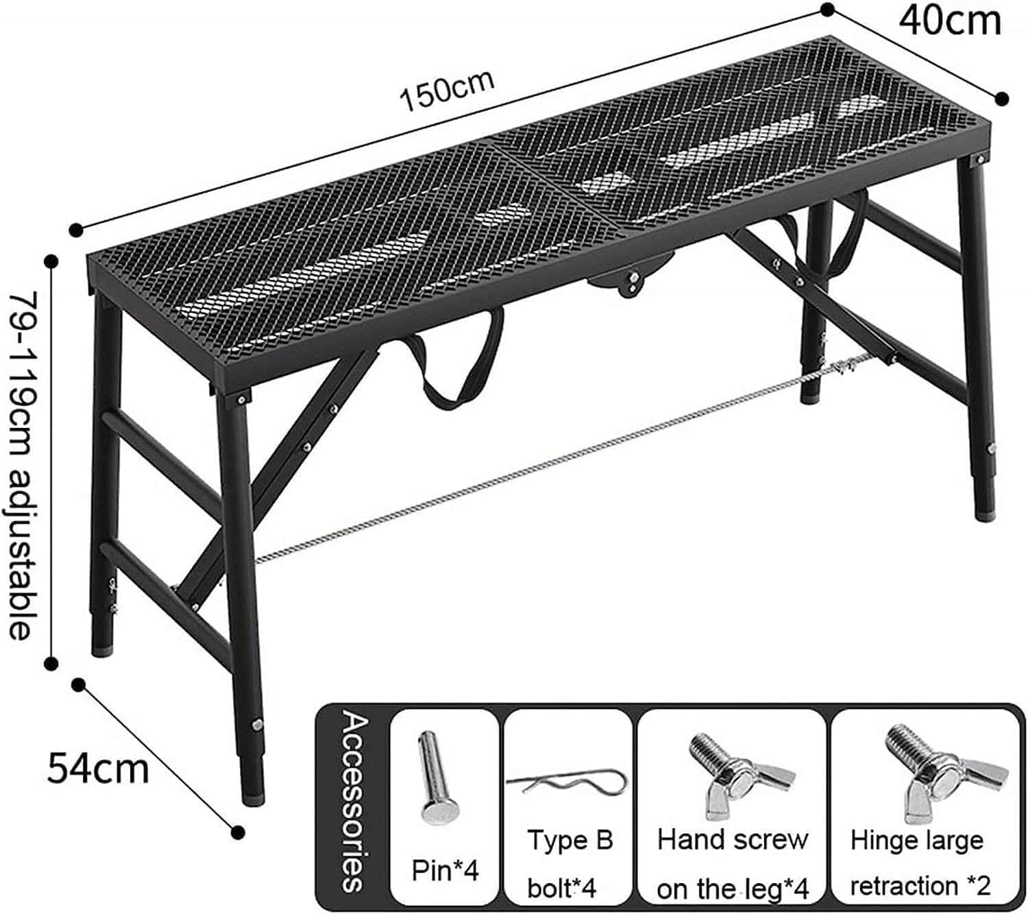 Portable Scaffolding Equipment,Adjustable Height Platform Step Up Bench Ladder, Hop Up Work Platform, Scaffolding Step Equipment, Galvanized Steel Welding (Size : 120 * 30cm)