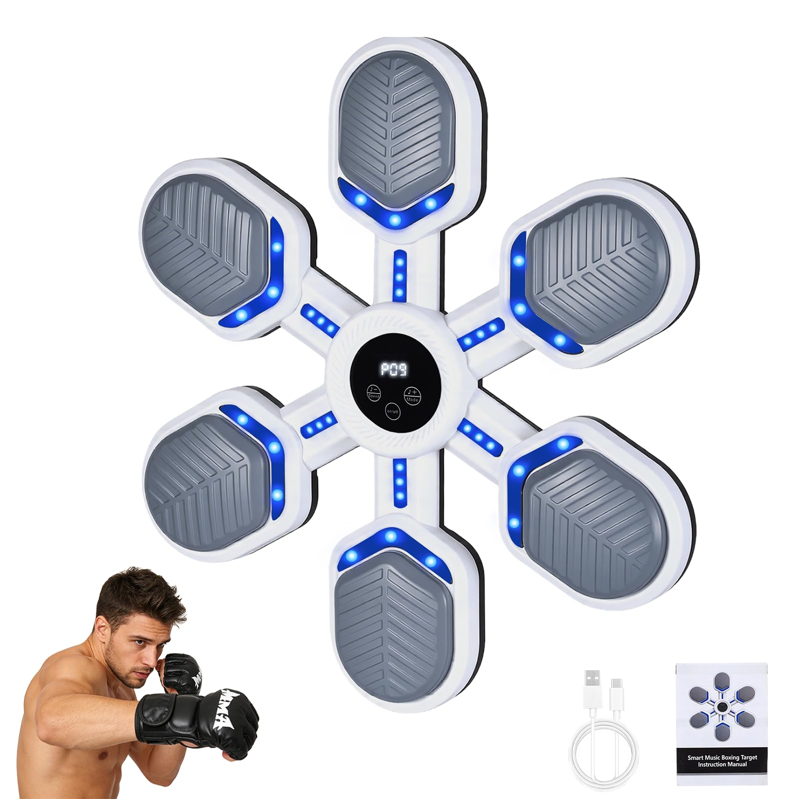 Music Boxing Machine, macchina da boxe musicale per adulti e bambini, montaggio a parete, 9 modalità, punch counter, casa, palestra, sport, regalo