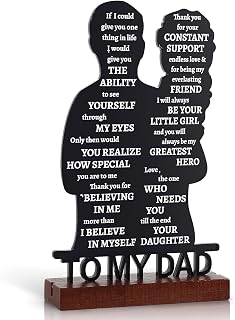 Birthday Gifts for Dad from Daughter, Fathers Day Acrylic Gifts for Dad, Black Fathers Day Sign Gifts for Dad from Daughter, Meaningful Father Presents for Papa Husband Men Him