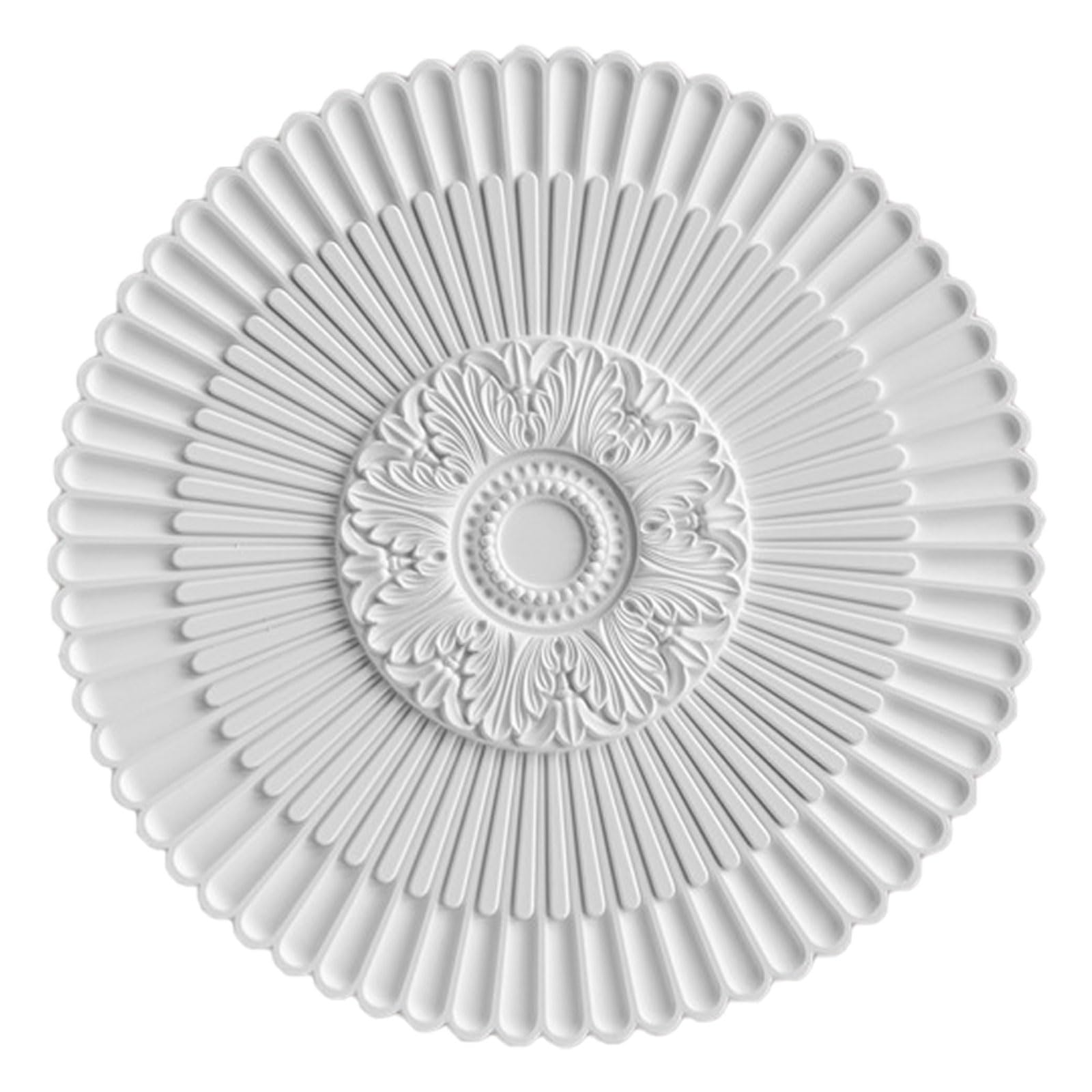 Foelanne White L White Round Pu Ceiling Medallion, Multiple Sizes 24.5-67Cm(,60Cm)