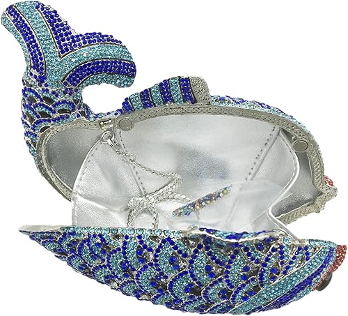 Miniatura 5 de Boutique De FGG Minaudiere - Mini bolsos de mano con diamantes de imitación de peces, monederos de cristal para mujer, bolsas de noche, fiesta,