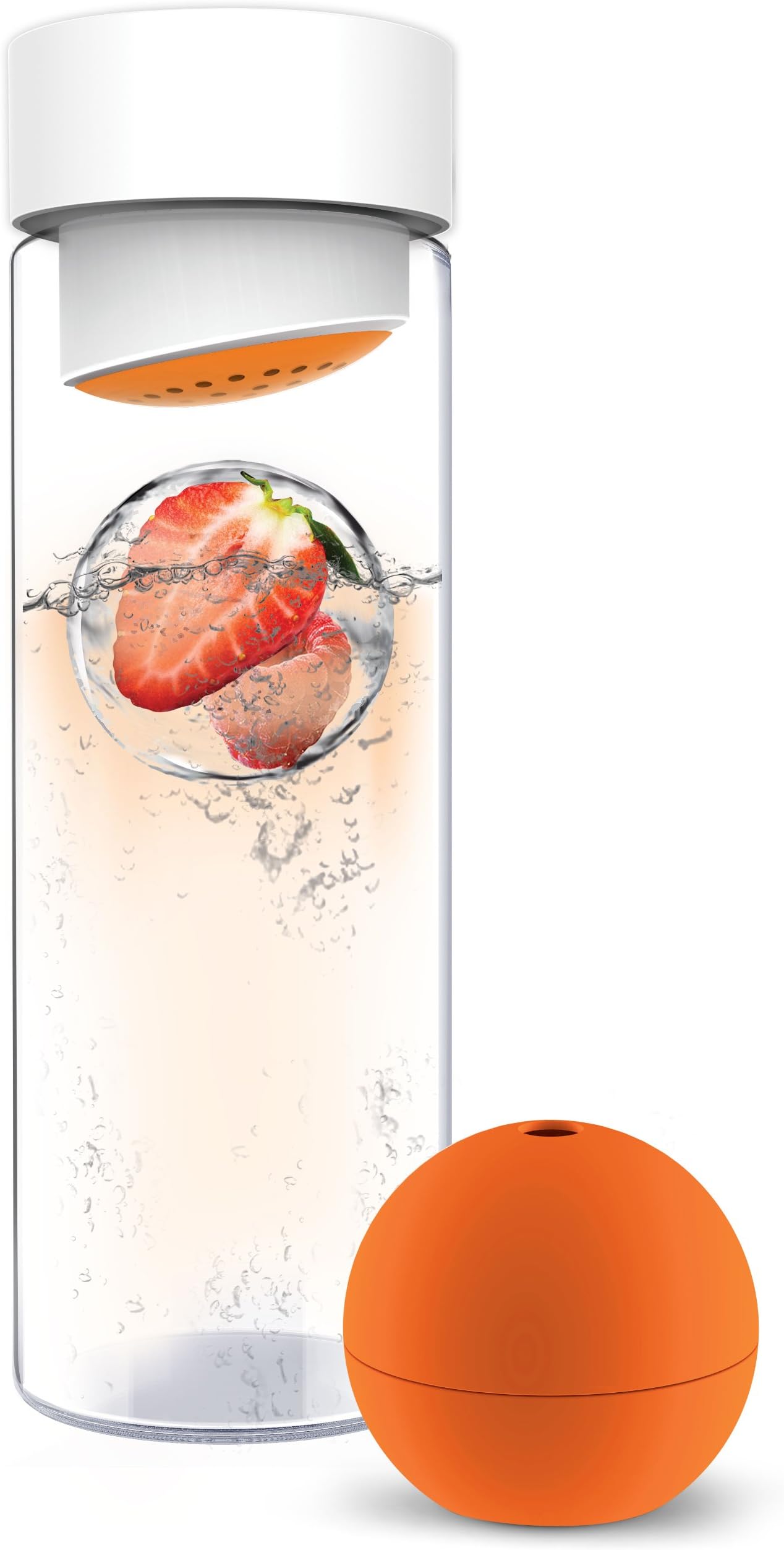 AdNArt Glass Water Bottle with Fruit Iceball Maker