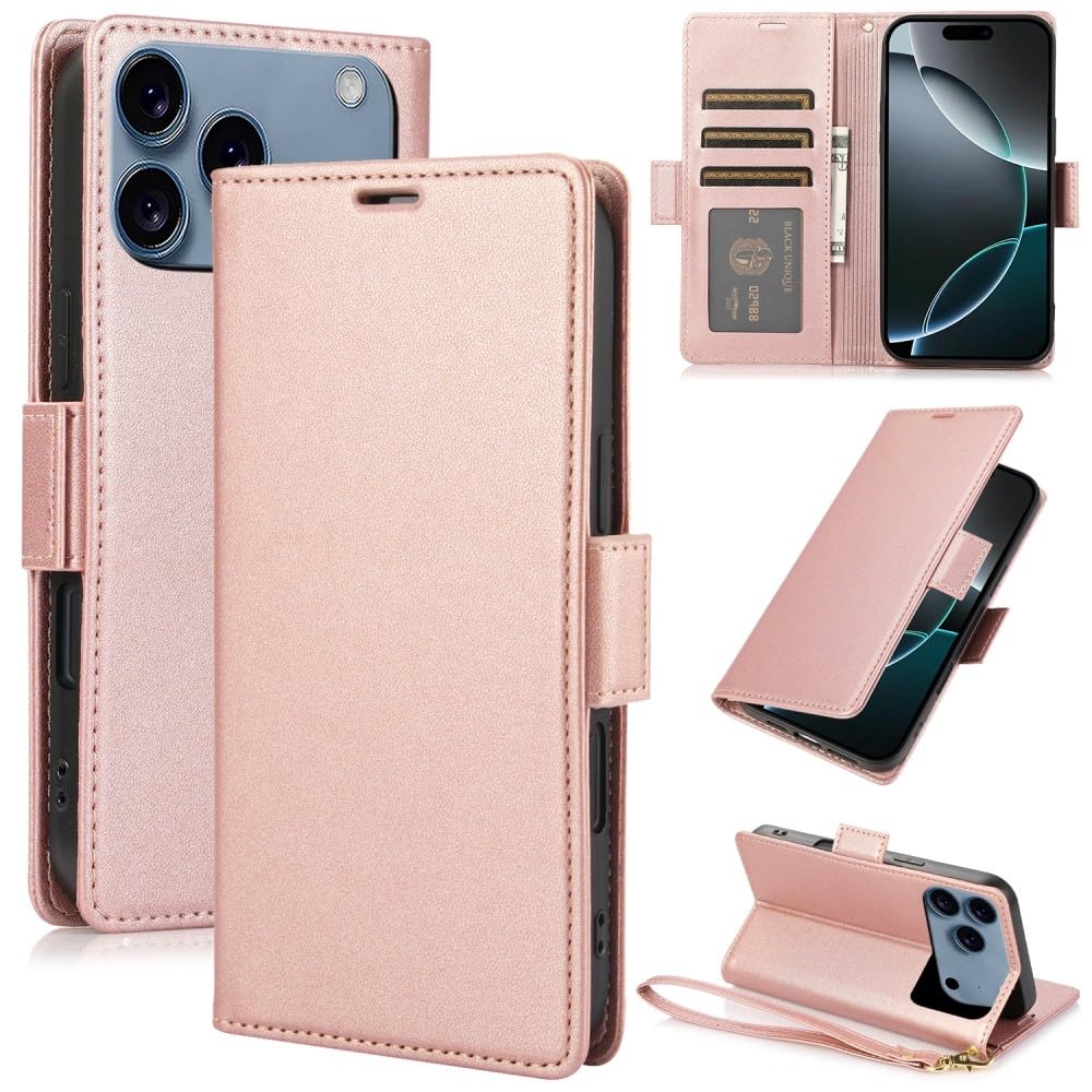 Étui iPhone 13 Pro clapet arrière aimanté or rose
