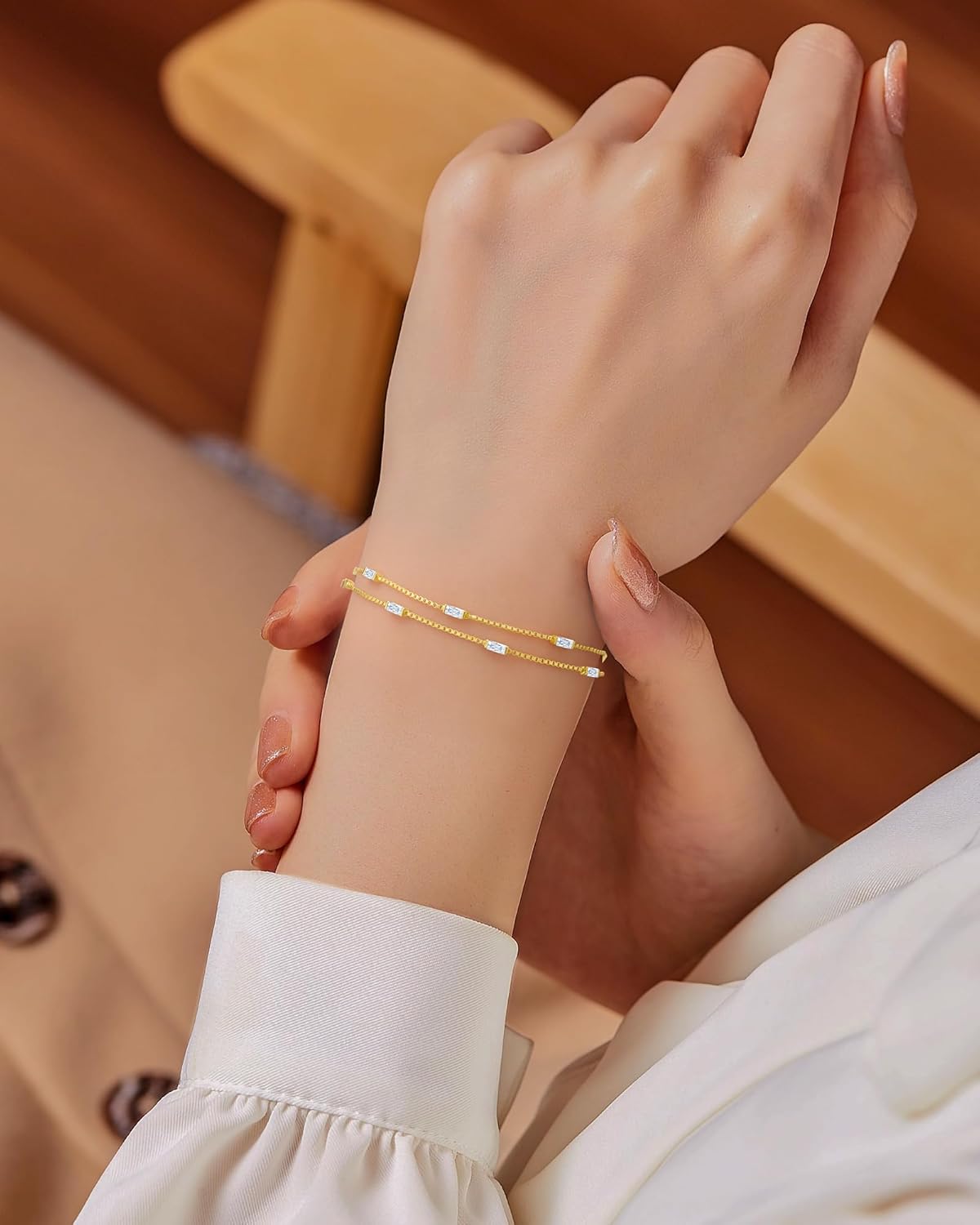 LOUISA SECRET Birthstone Bracelets for Women, 925 Sterling Silver Dainty Simple Women Charm Link Bracelet, Birthday Anniversary Christmas Jewelry Gifts for Women Wife Mom Her - Image 3