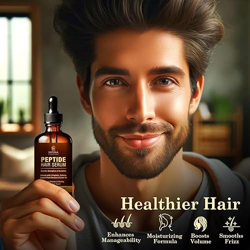 Miniatura 7 de INFINA ESSENTIALS Peptide - Suero para el crecimiento del cabello para hombres y mujeres, fórmula de cafeína y multipéptidos, se dirige al