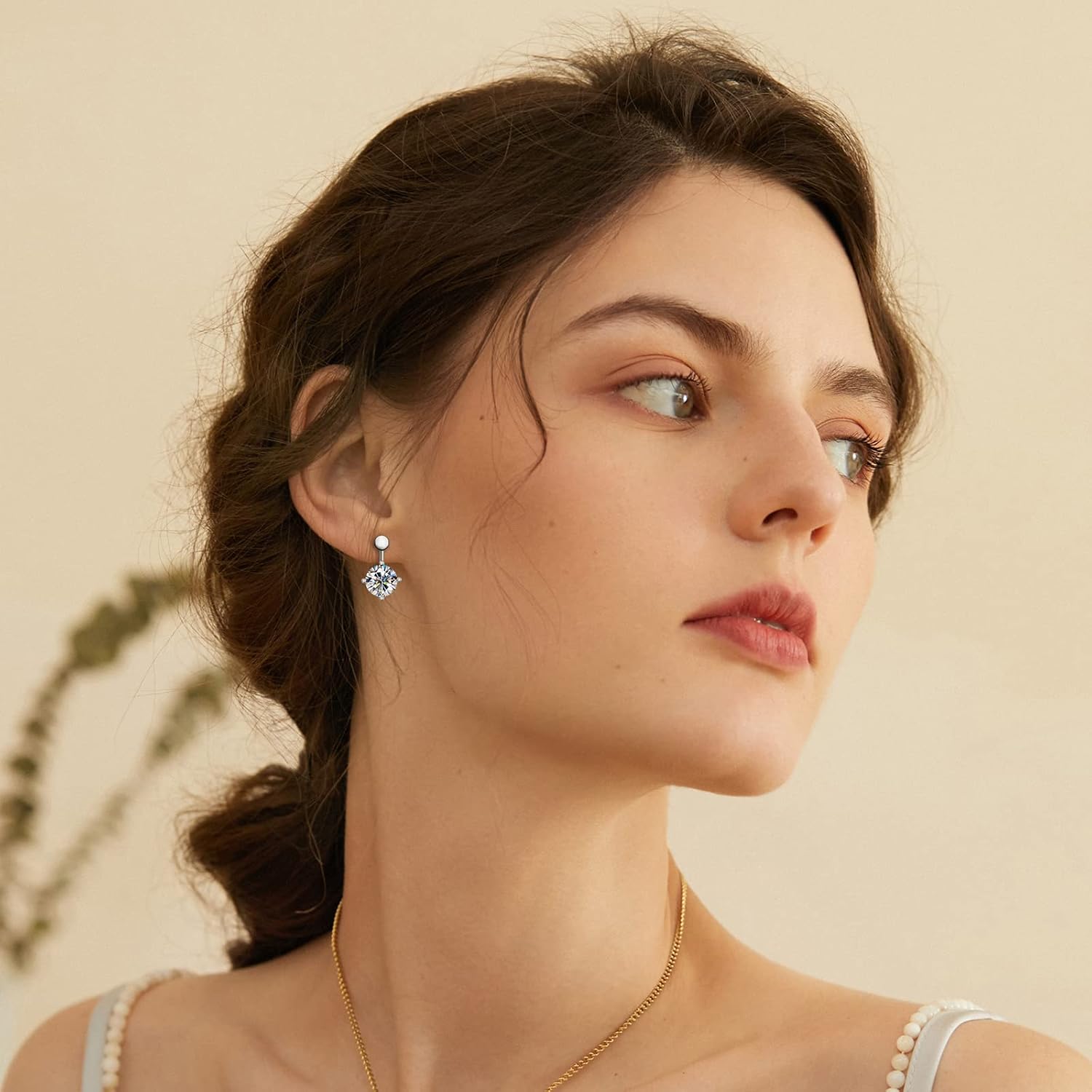 AINUOSHI Moissanite Ear Jacket Earrings for Women Detachable Jackets Two Wearable Stud Earrings Real Gold Plated 925 Sterling Silver Huggie Hoop Earrings for One Hole - Image 3