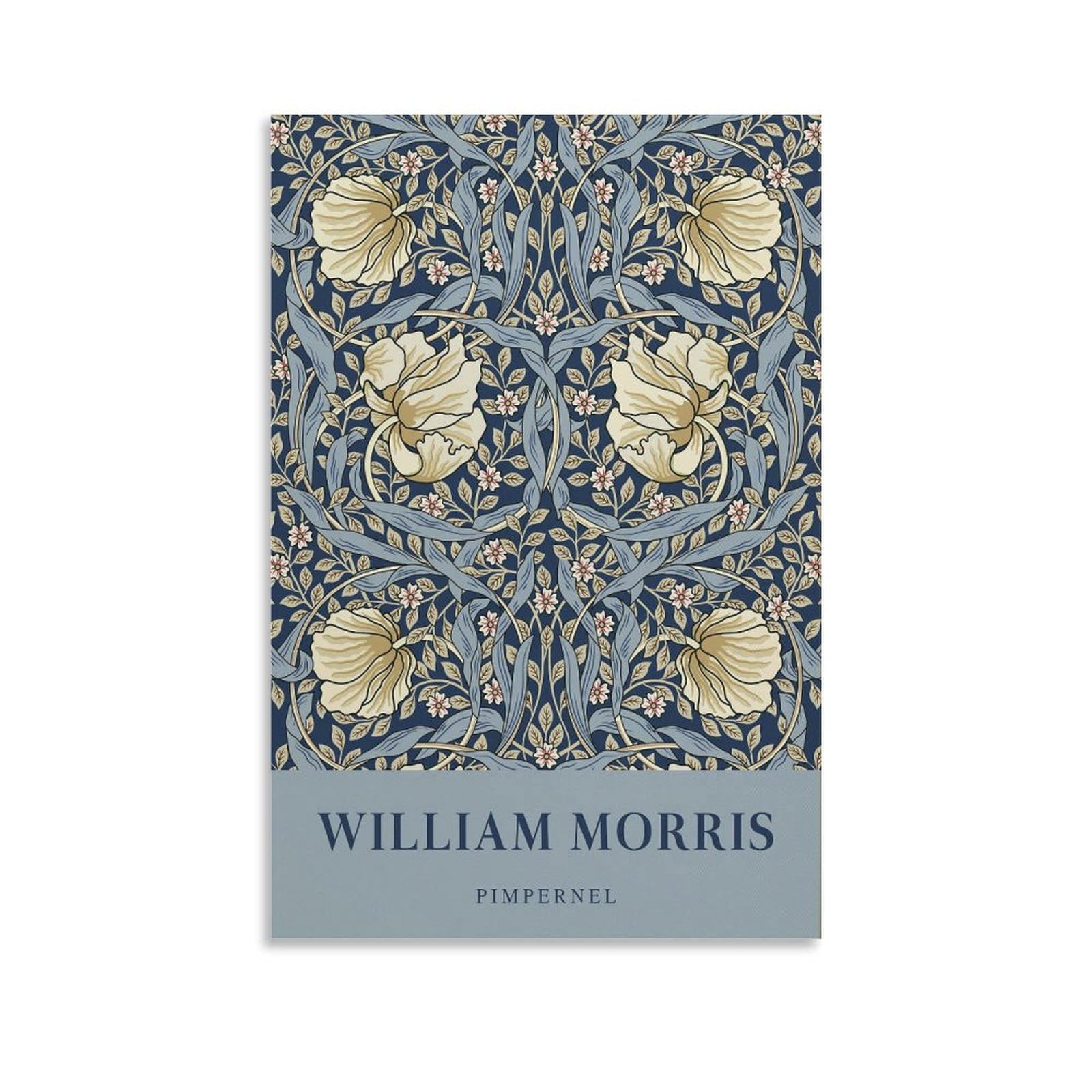 William Morris Print Pimpernel Poster Vintage Floral Wall Art Art Nouveau Botanical Modern Golden Blue Flower Unframe 16x24inch(40x60cm)