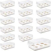 16 Pack Cupcake Boxes 6 Hole, Clear Window Cake Boxes for Muffins, Pastries, Desserts, 26.8x18x10 cm