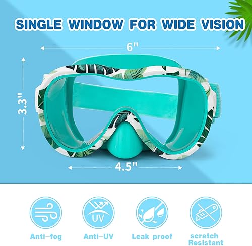 Miniatura 2 de Gafas de natación para niños, antifugas, máscara de Snork con cubierta de nariz y correa de tela elástica, gafas de natación con protección UV para