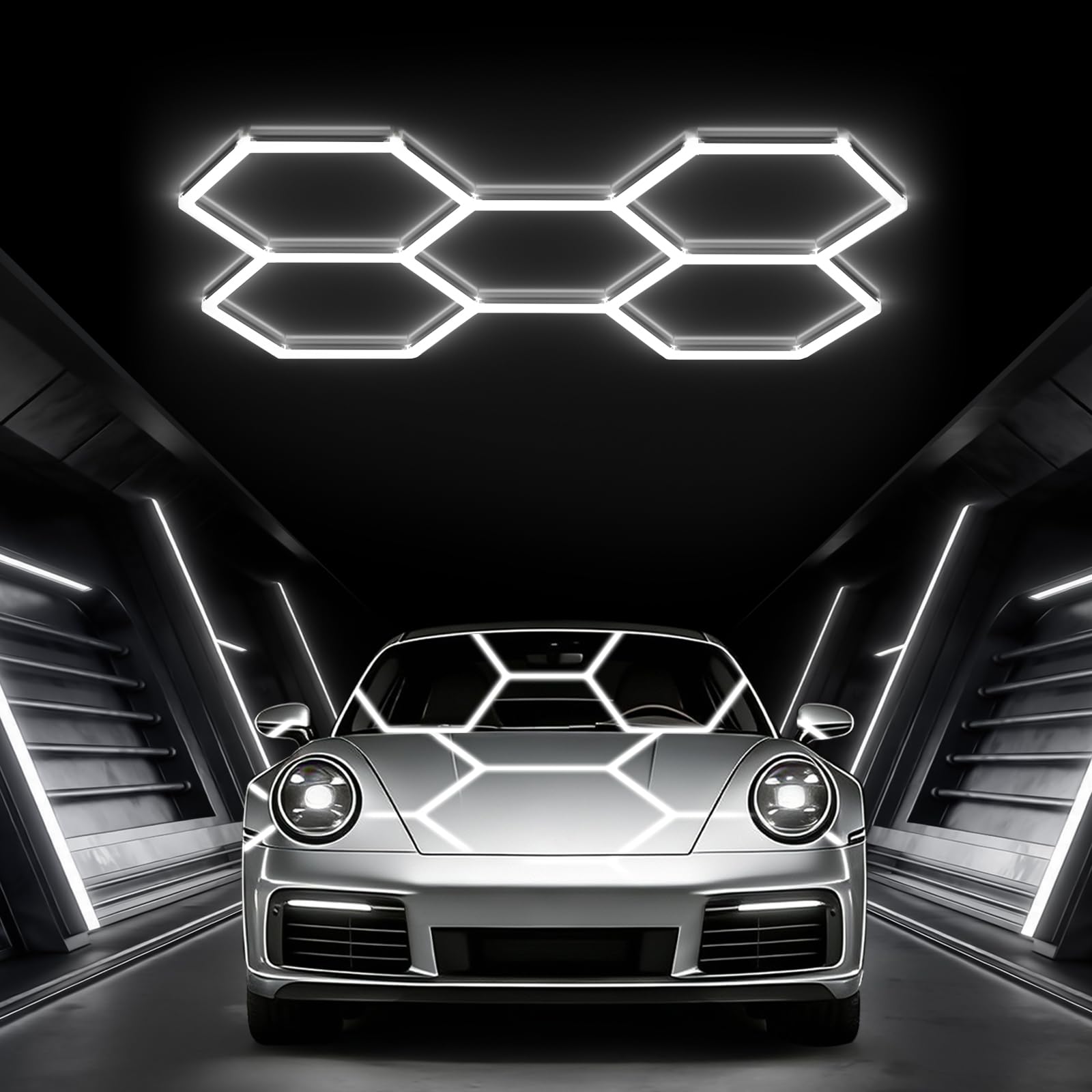Glitgate Hexagon LED Garage Light 5-Grid