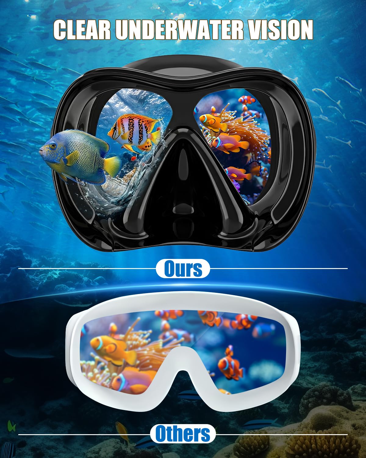 Aegend Máscara de buceo para adultos y jóvenes, máscara de esnórquel profesional, antivaho, antifugas, para esnórquel, buceo, natación y buceo