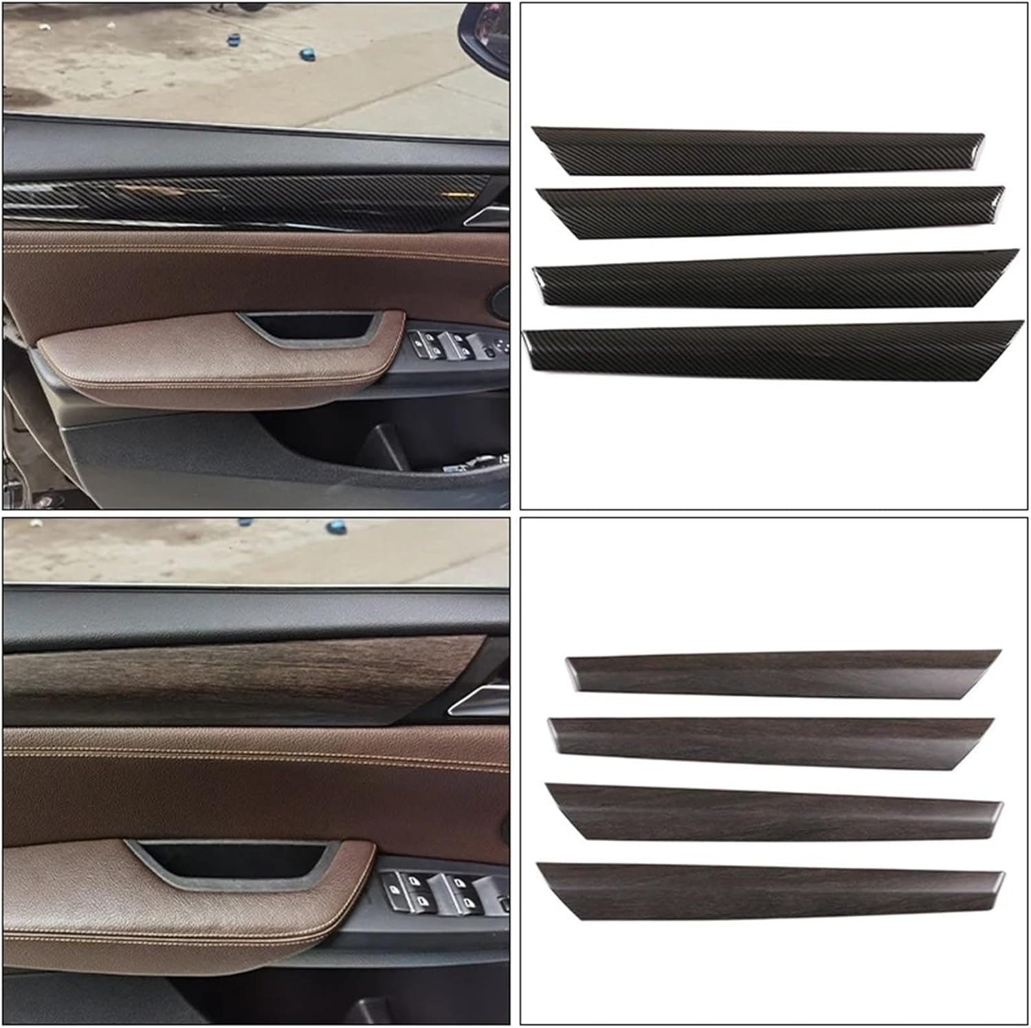 Vehicle Interior Decal 4 Pcs Carbon Fiber Style Car Inner Door Panel Trim Stickers Strips for BMW X3 X4 F25 F26 2011-2017(Oak Texture)