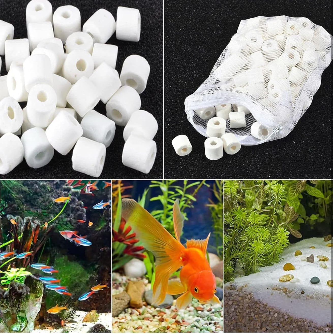 topolenashop Anelli Filtranti in Ceramica, Filtro Biologico per Acquari, 500GR in Sacchett, Tubetti di Ceramica Anelli Filtranti in Ceramica Biologica Cannolicchi Acquario Acqua Art.CR-500