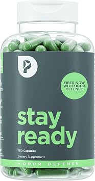 Pure for Men Stay Ready Fiber XL + Odor Defense | Psyllium, Chia & Flax Fiber Blend + Chlorophyll Odor Defense for Regularity & Freshness | Vegan | 150 Capsules