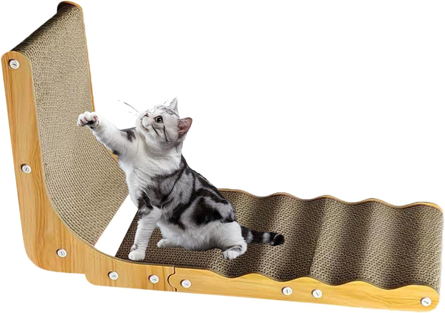 L Shaped Cat Scratcher - 25.98 Inch, Multifunctional Design Interactive Puzzle Toy for Nail Sharpener Board for Kittens, Provides Mental Stimulation and Physical Exercise While Protecting