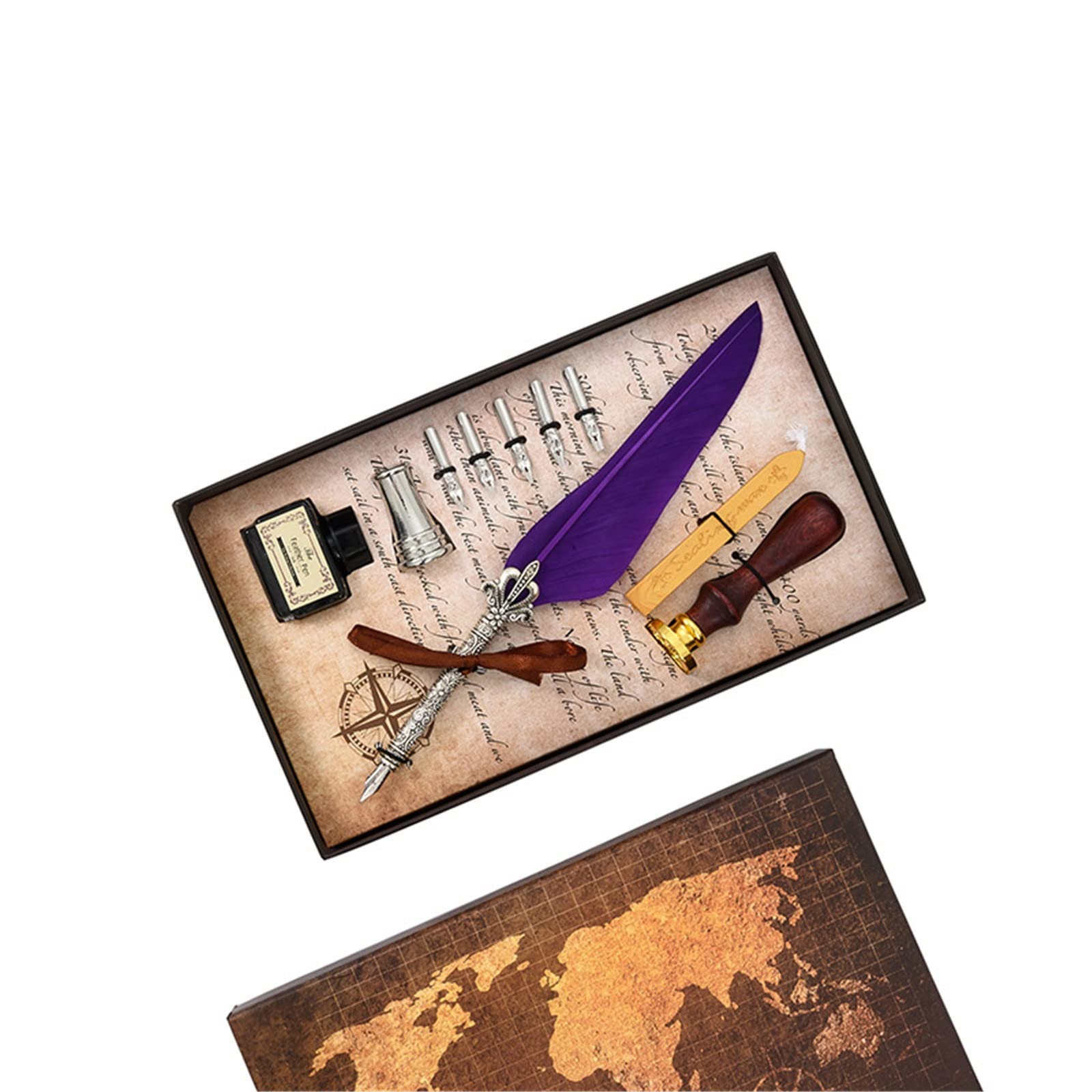 Tintenfeder Feder Kalligraphie Stift Set, Federstift Anfänger Federstift Set Schreibfeder Dip-Pen Set(Purple)