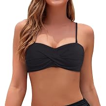 Super Push Up Bikini Top Bandeau Bikini Top Strapless Swimsuit Top Twist Front Swimwear Adjustable Padded Swim Bra Mix & Match Bathing Suit Tops