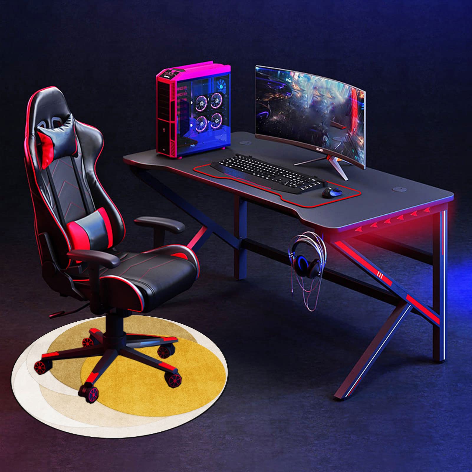 EYZO Tappetino per Sedia da Ufficio, Rotondo 160 cm, Antiscivolo,Sedia Protettiva Multiuso Chair Mats per Pavimenti in Legno Duro e Piastrelle AntiGraffio, Chairmat Tappeto per Sedie da Scrivania