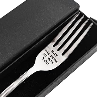 "May the Fork Be With You" - Laser-Engraved Stainless Steel Fork - Elegant Gift Box Included - Ideal for Movie Enthusiasts and Memorabilia Collectors